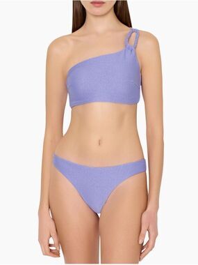 Milly Cabana Shimmer Texture Margot Bikini Swimsuit Set Top & Bottom Purple Sz L